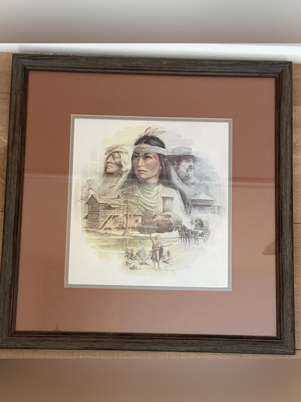 “Nancy Ward Cherokee Nation” Framed Print by artist Ben Hampton 17x17”